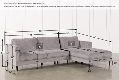 Cosmos Grey 2 Piece Sectional With Right Arm Facing Chaise .