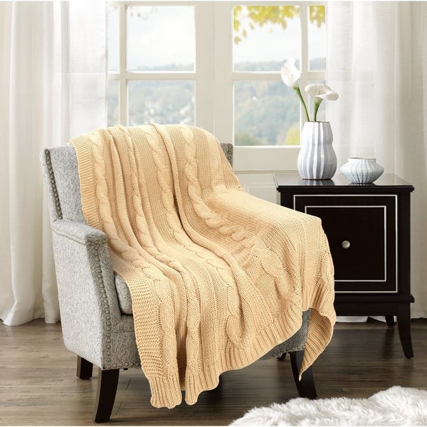 Shop Glamburg All Season Cable Knit Throw Blanket 50x60 for Couch .