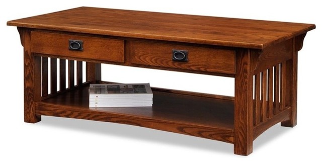 Leick Furniture Mission Coffee Table in Medium Oak - Craftsman .