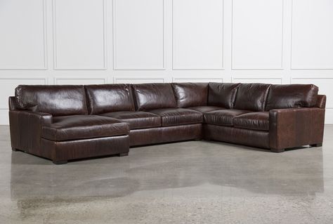 Gordon 3 Piece Sectional W/Laf Chaise, Brown, Sofas | Section