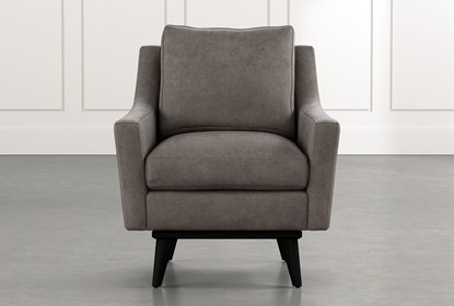 Devon II Dark Grey Swivel Accent Chair | Living Spac