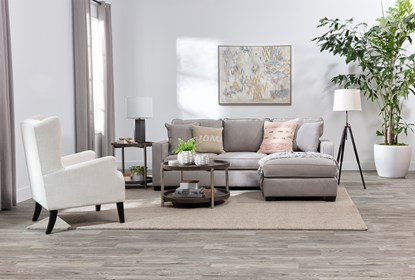 Egan II Cement Sofa With Reversible Chaise | Living Spac