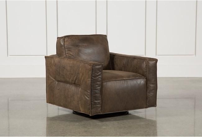 Espresso Leather Swivel Chair - 360 (With images) | Chair, Leather .
