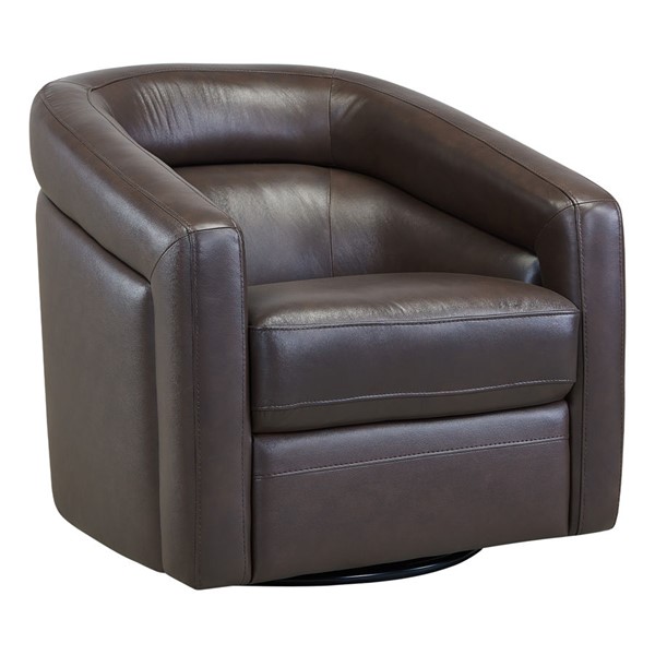 Armen Living Desi Espresso Leather Swivel Accent Chair | The .
