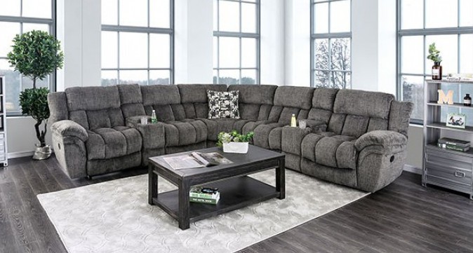 CM6585GY 3 pc Irene gray flannelette fabric sectional sofa with .