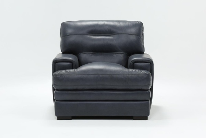 Gina Blue Leather Chair | Living Spac
