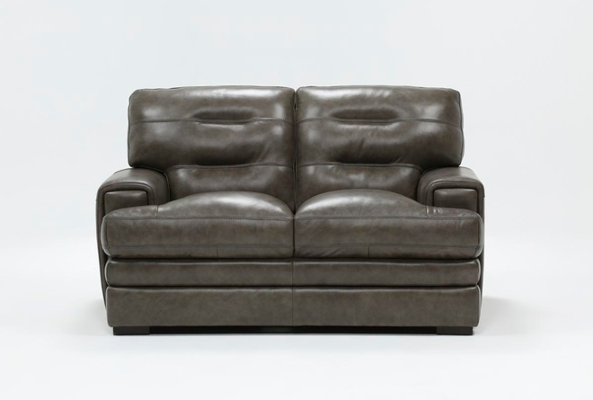 Gina Grey Leather Loveseat | Living Spac