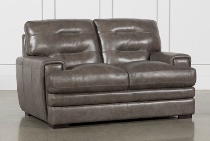 Gina Grey Leather Loveseat | Living Spac