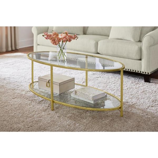 Home Decorators Collection Bella Oval Gold Leaf Metal and Glass .