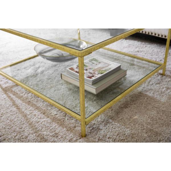 Home Decorators Collection Bella Square Gold Leaf Metal and Glass .