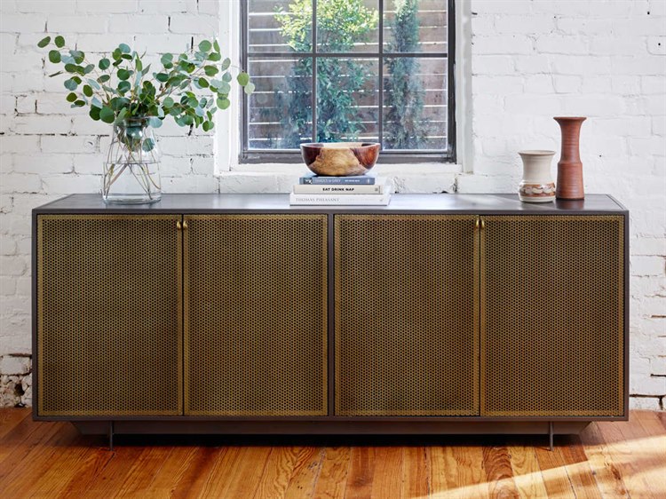 Four Hands Rockwell Perforated Brass Patina / Gunmetal Buffet .