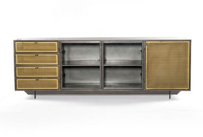 Gunmetal Perforated Brass Media Console | Living Spac