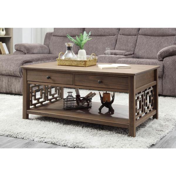 Linon Home Decor Haven Rustic Brown Coffee Table THD01869 - The .