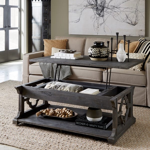 Shop Norwood Rustic Grey Lift Top Coffee Table with Casters .