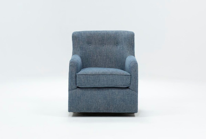 Katrina Blue Swivel Glider Chair | Living Spac