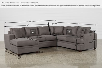 Kerri Charcoal 2 Piece Sectional With Left Arm Facing Chaise .
