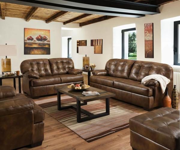Lane Furniture Soft Touch Chaps Leather 2037 Sofa and Loveseat Set .
