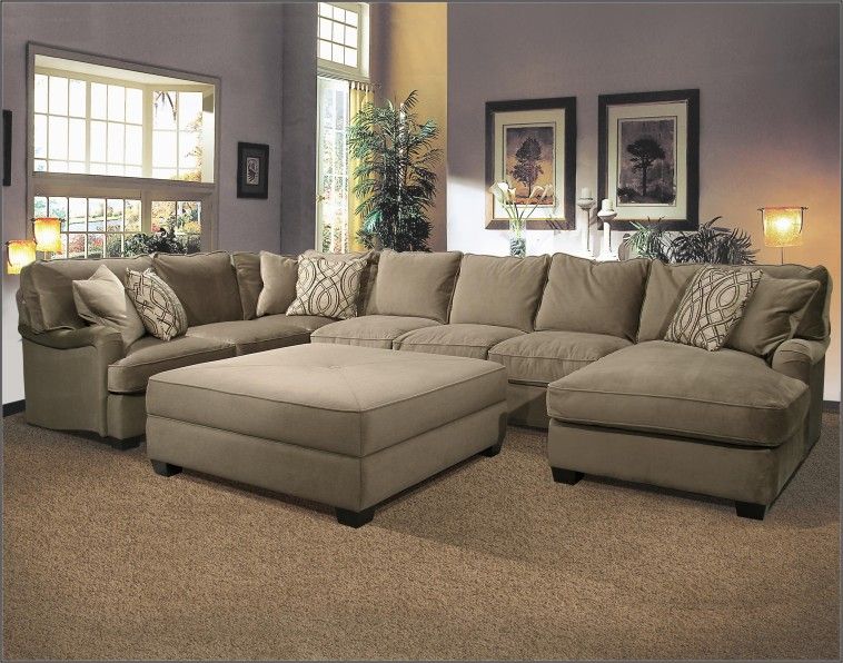 U Shaped Fabric Sectional Sofa With Large Ottoman On Super Elegant .