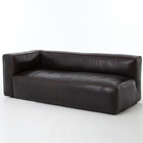 Nolita Saddle Black Leather Modular Sectional Sofa | Zin Ho