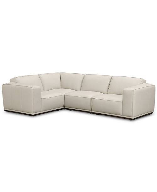 Furniture CLOSEOUT! Zeraga 4-Pc. Leather Modular Sectional Sofa .