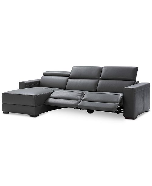 Furniture Nevio 115" 3-pc Leather Sectional Sofa with Chaise, 2 .