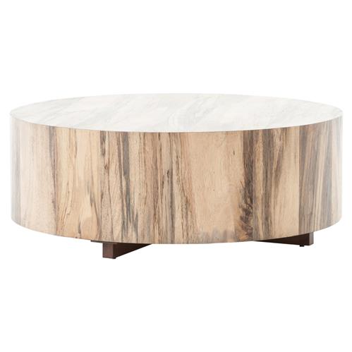 Barthes Rustic Lodge Round Natural Wood Block Coffee Table 31" W .