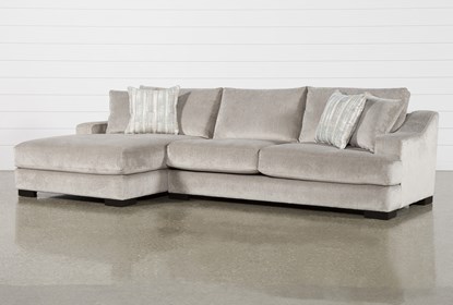 Lodge Fog 2 Piece Sectional With Left Arm Facing Oversized Chaise .
