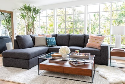 Lucy Dark Grey 2 Piece Sectional With Left Arm Facing Chaise .
