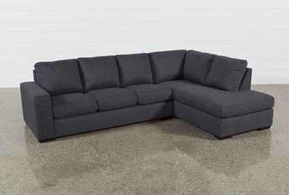 Lucy Dark Grey 2 Piece Sectional With Right Arm Facing Chaise .