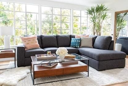 Lucy Dark Grey 2 Piece Sectional Sofa with Right Arm Facing Chaise .