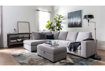 Lucy Grey 2 Piece Sleeper Sectional With Left Arm Facing Chaise .