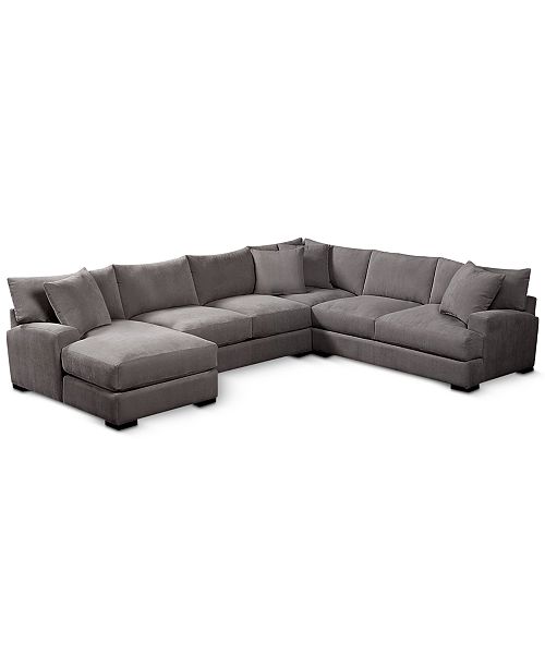 Furniture Rhyder 4-Pc. 112" Fabric Sectional Sofa with Chaise .