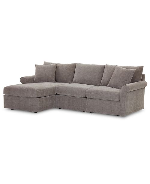 Furniture Wedport 3-Pc. Fabric Modular Sectional Sofa with Chaise .