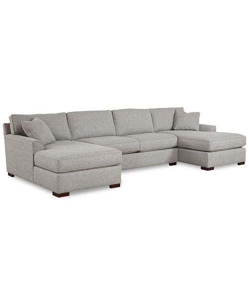 Furniture CLOSEOUT! Carena 3-Pc. Fabric Sectional Sofa with Double .