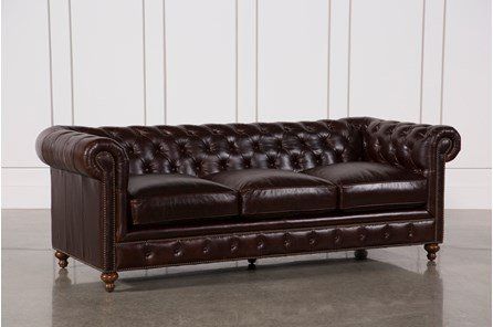 $1,995 living spaces Mansfield 86 Inch Cocoa Leather Sofa | Best .