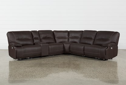 Marcus Chocolate 6 Piece Sectional W/Power Headrest And Usb .