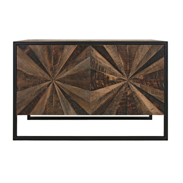 Shop Iron Framed Reclaimed Wood Sideboard with Two Shelves, Brown .