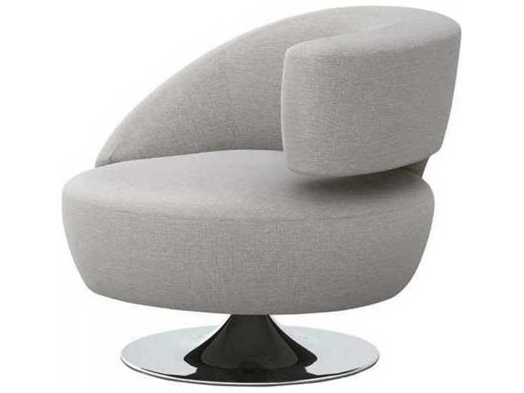 Interlude Home Pure Grey / Polished Nickel Swivel Accent Chair .