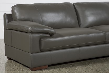 Nico Dark Grey Leather Sectional With Right Arm Facing Armless .