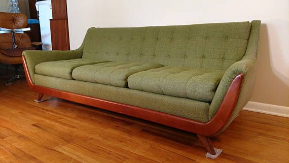 Mid Century Green Tufted Gondola Sofa | Norwalk furniture, Mid .