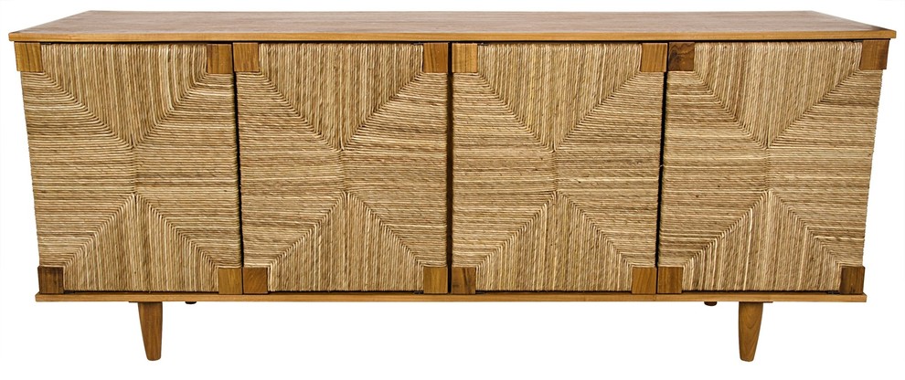 76" L Sideboard Table 4 Door Solid Teak Wood Handmade Artisan .
