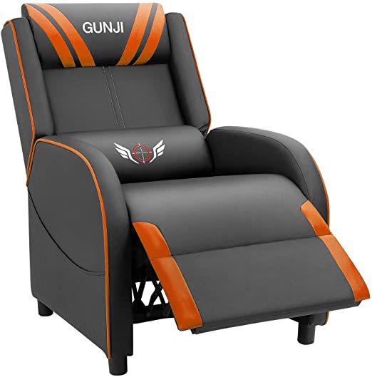 Amazon.com: GUNJI Gaming Recliner Chair PU Leather Single Recliner .