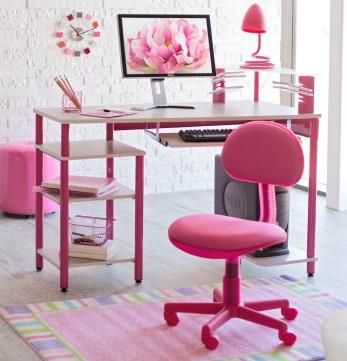pink+comp+table+and+chair | Pink home offices, Kids desk chair .