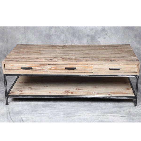 Shop Reclaimed Pine Wood and Iron Coffee Table - Overstock - 110810