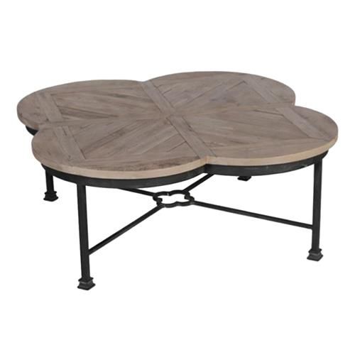 Edwin Rustic Quatrefoil Reclaimed Wood Iron Coffee Table (With .