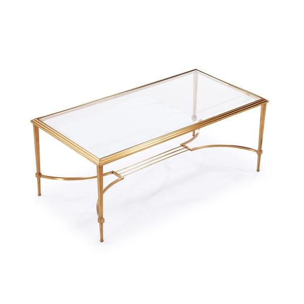 Gold Frame Beveled Glass Rectangle Coffee Tab