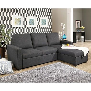 Hudson Fabric Reversible Storage Sectional with Pullout Bed .