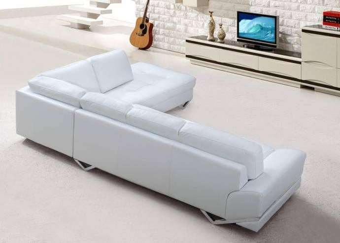 Soflex San Francisco Modern White Eco-Leather Sectional Sofa Right .
