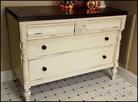 chalk painted furniture - off white Matt finished bottom with a .