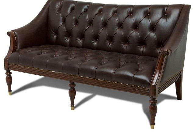 Sofa Scarborough House Tufted Leather Brown - Traditional - Sofas .